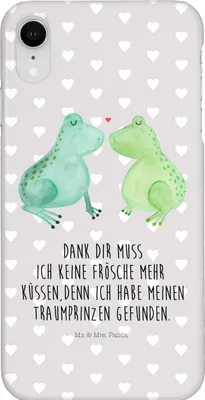 Produktbild von Mr. & Mrs. Panda Iphone XR Handyhülle Frosch Liebe - Grau Pastell - Geschenk, Hochzeitstag, Freundin, Verheiratet, Premium Kunststoff, Handy Case, Verliebt