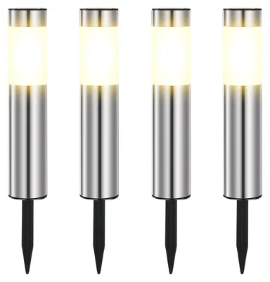 Solar-Gartenleuchten warmweiß, 4er-Set, Edelstahl, IP44, LED