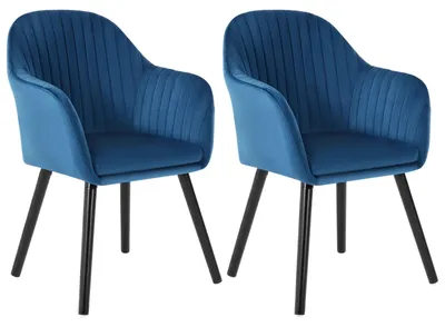 Obrázek produktu pro Jídelní židle - Židle - Kuchyňská židle - Židle s područkami - Sametová židle - Sada 2 kusů, modrá barva - Ergonomický design