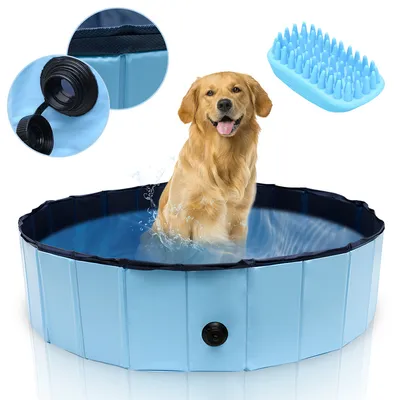Immagine prodotto di Fiqops Piscina per cani Piscina per animali domestici portatile blu pieghevole ben sigillata in PVC 120*30cm