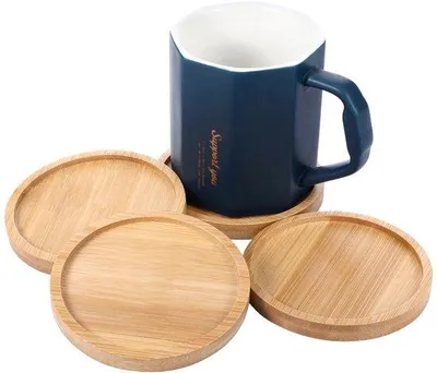 Immagine prodotto di Set di sottobicchieri in legno con copertura rotonda per bicchieri e tazze