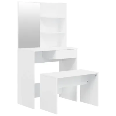 Produktbild von vidaXL Schminktisch-Set Hochglanz-Weiß 74,5x40x141 cm