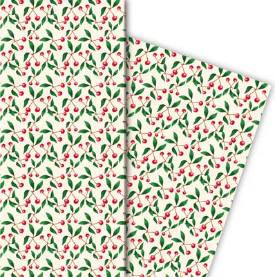 Produktbild von Edles sommerliches Kirsch Geschenkpapier auf gelb - G5162, 32 x 48cm