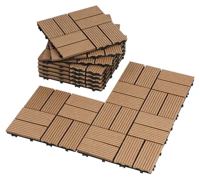 Obrázok produktu pre Ikodm, terasové dlaždice, 30x30 cm, farba teaku, 77 kusov, 7 m², systém kliknutia, vhodné do záhrady a na balkón