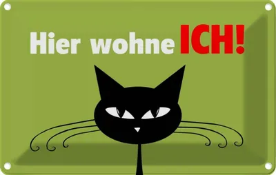Produktbild von vianmo Blechschild 20x30 cm Katze hier wohne ich Tier Haustier