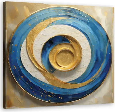 Produktbild von Leinwandbild Blaue runde Abstraktion 60x60 Feeby Blau bild für die wand bereit zum aufhängen