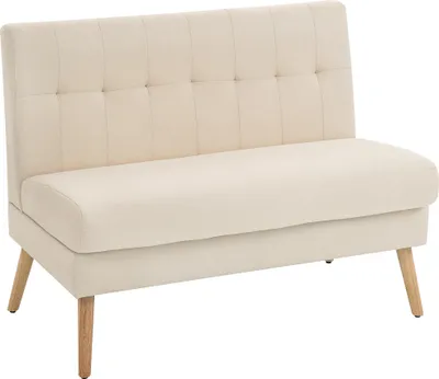 Produktbild von HOMCOM Sofa 2 Sitzer Couch mit Getuftete Rückenlehne, Leinenoptik Beige