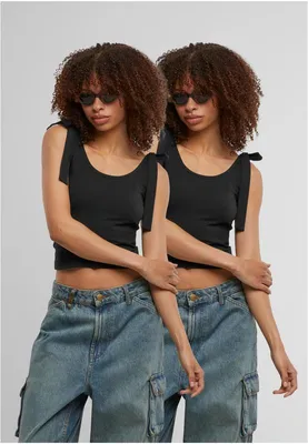 Immagine prodotto di Dámské tílko Urban Classics Ladies Tied Basic Jersey Top 2-Pack nero/nero - M