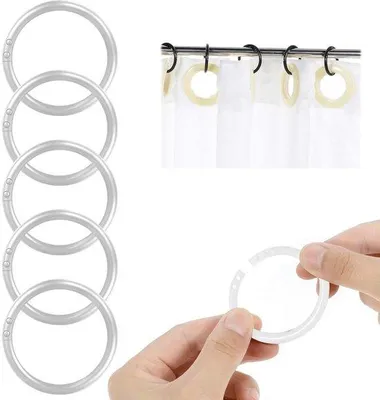 Productafbeelding van Unyqoos® Set van 100 witte plastic gordijnringen voor douchegordijnen en gordijnen – geschikt voor stangen met een diameter van ongeveer 4 cm, met drukknopsluiting, antislip