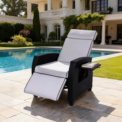 Image de Chaise de jardin - Fauteuil de jardin - Fauteuil relax - Transat - Chaise de balcon - Dossier réglable