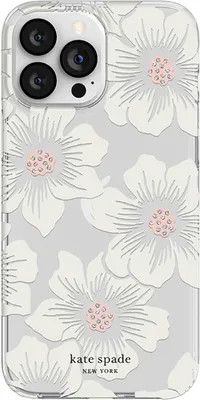 Image de Kate Spade, coque iPhone 12 Pro Max / 13 Pro Max série Hollyhock Print Tremière Rose, Blanc