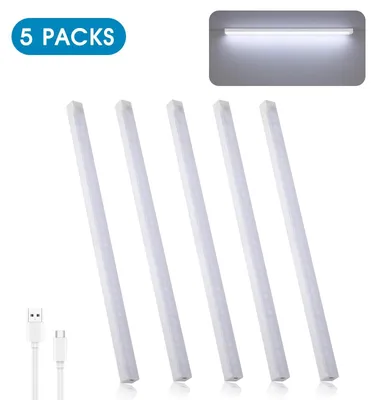 Produktbild von 5er-Set LED-Unterbauleuchten - 50 cm - Bewegungssensor - USB-aufladbar - Kabellos - Magnetisch - Kaltweiß 6000 K