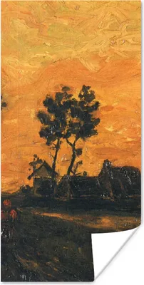 Produktbild von MuchoWow® Poster Landschaft bei Sonnenuntergang - Vincent van Gogh 20x40 cm - Plakat - Foto