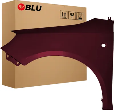 Zdjęcie produktu dla BLU Błotnik pasujący do Skoda Fabia II (5J) | Roomster LF3X Lewy Czerwony RotBrunello | 2007-2015 | Przedni Przód | Lakierowany | Gotowy do montażu | Stal