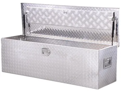 Produktbild von VEVOR Schwerlast Aluminium Werkzeugkiste für Lkw, Diamantplatte Werkzeugkiste mit Seitengriff und Schlüsseln, Aufbewahrungswerkzeugkiste Truhenorganizer für Pickup, Lkw-Bett, Wohnmobil, Anhänger, 762 x 330 x 244 mm, Schwarz, Silber-c
