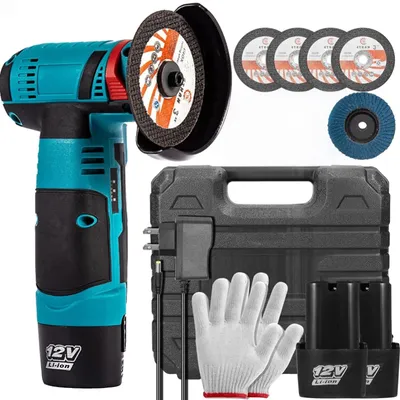 Produktbild von Akku-Winkelschleifer, 76mm Schleifscheibe, mit Ladegerät und 2 × 1200Mah Batterien, 2 Stück Trennscheiben, Mini-Schleifer fuer Schneiden Polieren