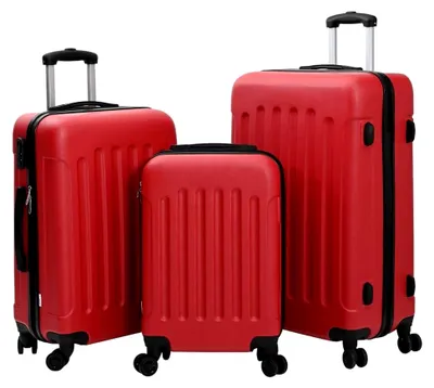 Produktbild von Reisekoffer-Set mit Schloss, 3-teilig, Rot, 50 x 31 x 78 cm, ABS Kunststoff