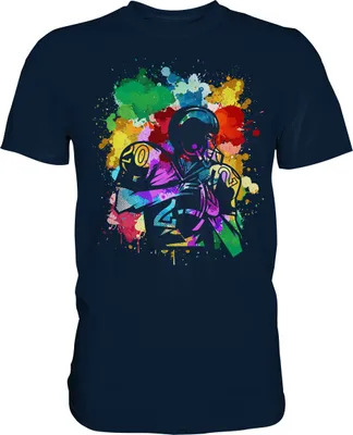 Produktbild von Bunter American Football Spieler T-Shirt – Navy / L