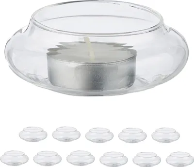 Obrázek produktu pro relaxdays držák na čajovou svíčku plovoucí sada 12 kusů