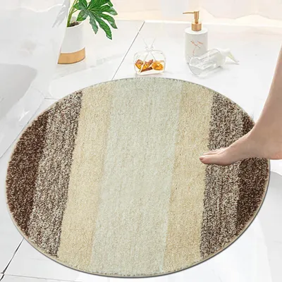 Produktbild von Runde Badematte, rutschfest, saugfähig, waschbar, weiche Mikrofaser-Badematte für Toilette und Badezimmerdekoration