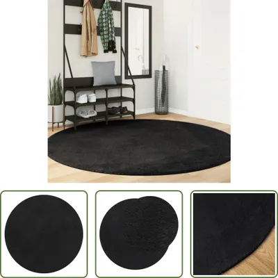 Obrázek produktu pro The Living Store Koberec HUARTE Krátký vlas Měkký a omyvatelný černý Ø 200 cm