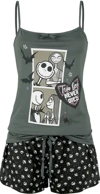 Produktbild von The Nightmare Before Christmas Schlafanzug Damen Comic schwarz/grau M
