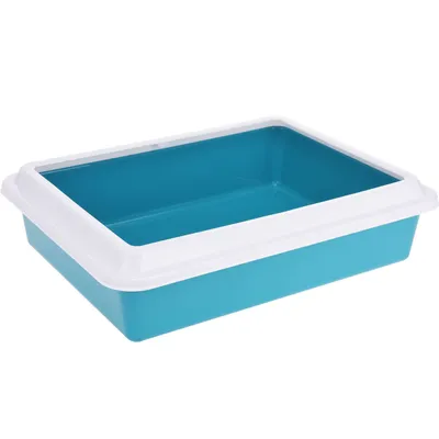 Image de Bac à litière pour chat Excellent Houseware, en polypropylène, 43 x 33 x 11 cm, bleu