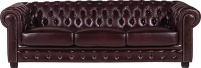 Produktbild von BRENTON 4-Sitzer-Sofa im Chesterfield-Stil aus 100% Büffelleder - Farbe Kirsche