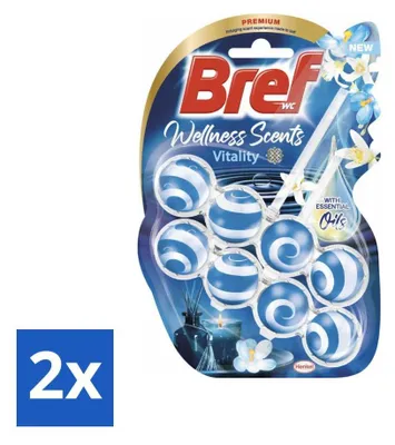 Obrázok produktu pre Bref Wellness Scents Vitality - toaletný kameň - povznášajúca vôňa - 2 toaletné kamene - hodnotné balenie - 2 kusy