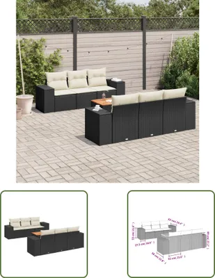 Produktbild von The Living Store 7-tlg. Garten-Sofagarnitur mit Kissen Schwarz Poly Rattan
