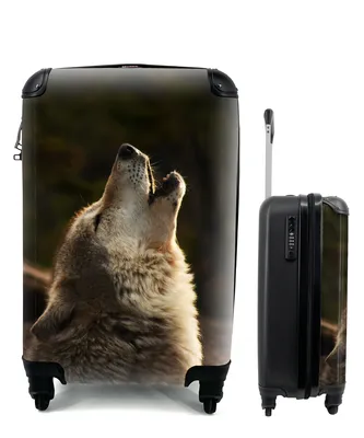 Produktbild von MuchoWow® Koffer Handgepäck Trolley Rollkoffer Kleine Reisekoffer mit 4 Rollen - Wolf - Grau - Tiere - Cabin Size < 55x40x23 cm & 55x40x20 cm - Fotokoffer - Kabinenkoffer - Boardgepäck - Reise-Box - Reisekoffer - Reisegepäck - Koffer mit Bild - Trolley für Kinder