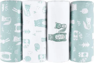 Produktbild von Molton Spucktücher im 4er Set - 70x70cm - 100% Baumwolle - 100 - saugstark und weich - waschmaschinenfest - vielseitig einsetzbar - Mint