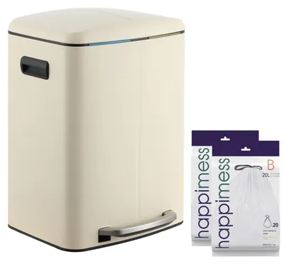 Immagine prodotto di happimess HPM1005F Marco: Contenitore per rifiuti rettangolare a due scomparti con chiusura ammortizzata