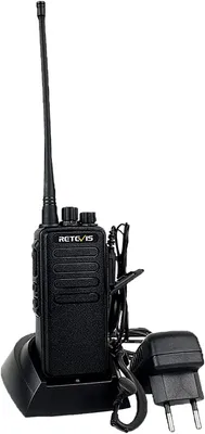 Image de Retevis RT1 walkie-talkie, 10 km de portée avec casque, radio portative avec 3000 mAh 1750 Hz, talkie-walkie professionnel pour la sécurité, la construction, le camping, la chasse (noir, 1 pièce)
