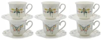 Produktbild von MPLCo Papillon 6er Tassen-Set 220ml mit Untertassen Kaffeetassen