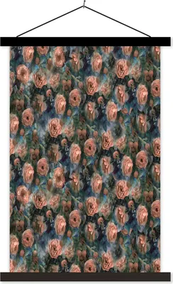 Produktbild von MuchoWow® Textilposter Rosen - Aquarell - Rosa 40x60 cm mit schwarzem Rahmen - Wanddekorationen