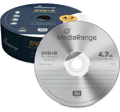 Produktbild von MediaRange MR404 , 4,7 GB, DVD+R, 25 Stück(e), 16x, Tortenschachtel