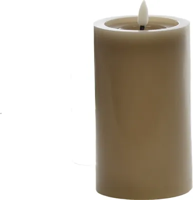 Produktbild von LED Wachskerze taupe 12,5 x Ø 7,5 cm mit Flackerflamme und Timer