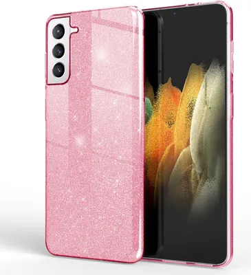 Produktbild von NALIA Glitzer Handy Hülle für Samsung Galaxy S21 Plus, Strass Diamant Back Cover Pink