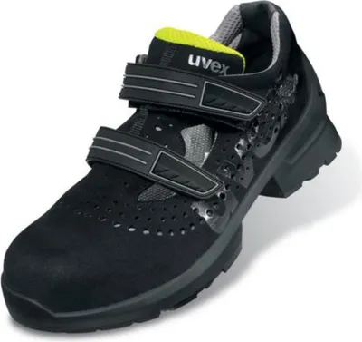 Produktbild von Uvex 65609, Erwachsener, Sicherheitssandalen, Schwarz, Limette, ESD, S1, Klettverschluss, Polyurethan (PU)