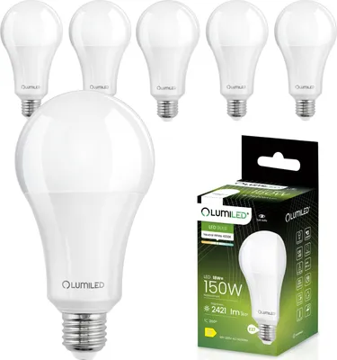 Produktbild von LUMILED A70 E27 LED Lampe, 18W (ersetzt 150W), 2421 Lumen Leuchtmittel, 4000K Neutralweiß Birnen Lampen, Nicht Dimmbar, 260° Grad Strahlwinkel Glühbirne 6er-Pack Energiesparlampe Tropfen