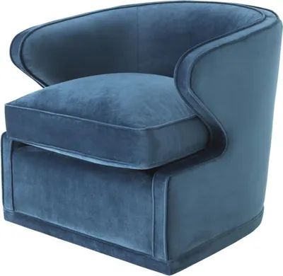 Produktbild von Casa Padrino Wohnzimmer Sessel / Drehsessel Blau 75 x 80 x H. 73 cm - Luxus Wohnzimmermöbel
