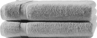 Produktbild von 2 Badetücher silber 100x150 cm Set Baumwolle Frottee Badetuch groß XXL weich