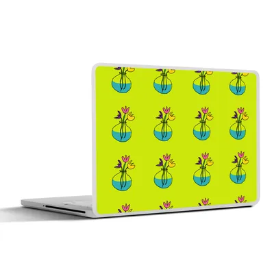 Produktbild von MuchoWow® Laptop Aufkleber Sticker Cover Blumen - Vasen - Muster 25x18 cm - Laptop-Deko