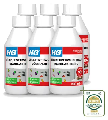 Produktbild von 6 x HG Stickerentferner - zum Entfernen von Aufklebern und Kleberesten - 300 ml - Vorratspackung - 6 Stücke