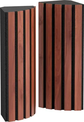 Produktbild von 2er-Pack – Akustik-Eck-Bassfalle | Niederfrequenzabsorption für Studios und Theater |50x23x14 cm|Diffusion| [POLETRAP |Nussbaum]
