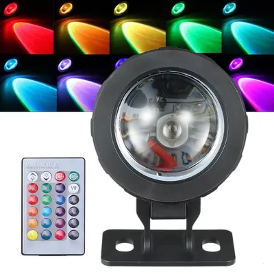 Image de Projecteur subaquatique LED RGB 10 W pour bassin ou piscine, lampe à intensité variable pour éclairage de jardin, d'aménagement paysager, de fontaine ou d'aquarium, IP66