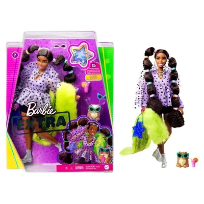 Image de Barbie Poupée extra avec tresses & élastiques à cheveux, poupée à habiller, poupée de mode