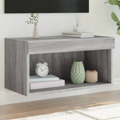 Zdjęcie produktu dla Maison Exclusive – szafka pod telewizor z oświetleniem LED, kolor szary Sonoma, 60 x 30 x 30 cm