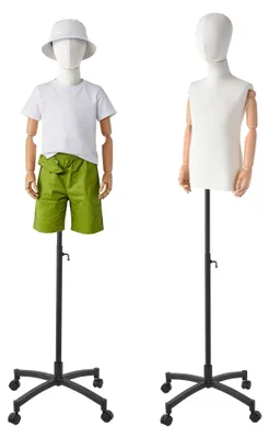 Produktbild von Kinder-Schneiderpuppe - Oberkörper-Schaufensterpuppe - Höhenverstellbar - Mit Armen und Kopf - PP-Kunststoff - Zum Nähen und Präsentieren von Kleidung